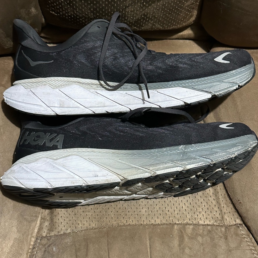 Hoka Black and White Athletic Shoes
